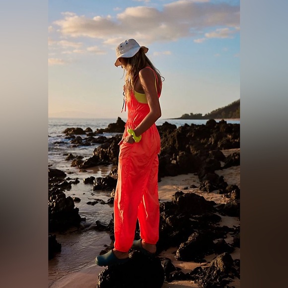 Free People Movement Tropic Sport One Piece Jumpsuit Hot Watermelon Neon Orange - Picture 3 of 8